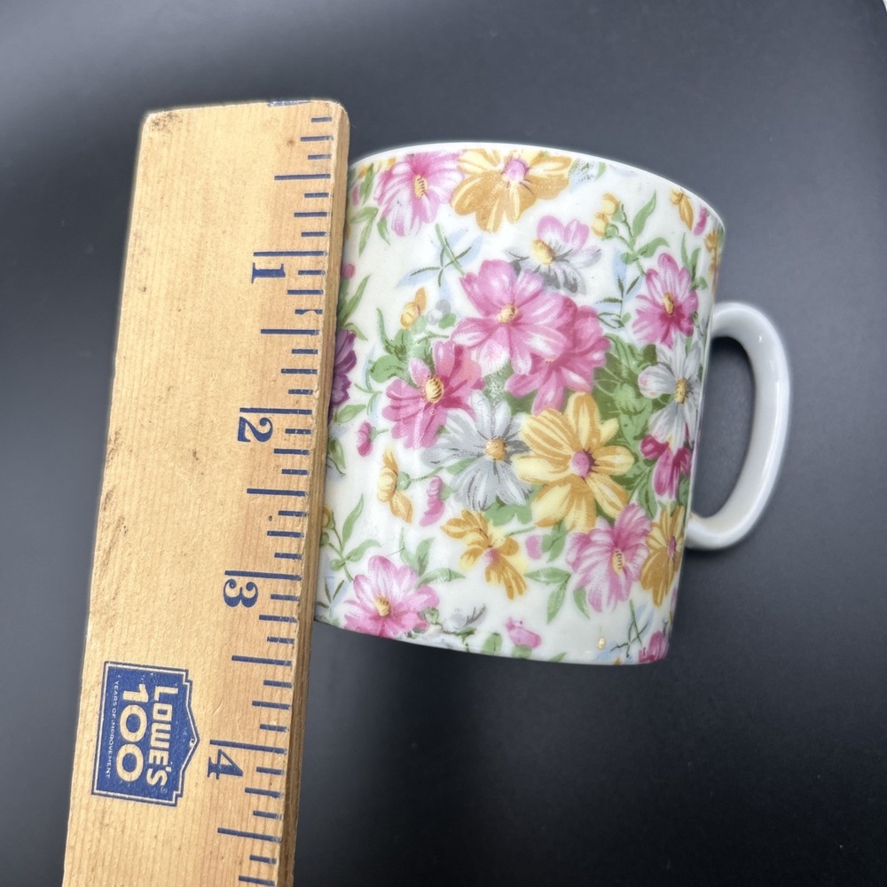 Lefton #043 Floral Chintz  Porcelain Coffee Mug Vintage c.1970s pink - Picture 7 of 7